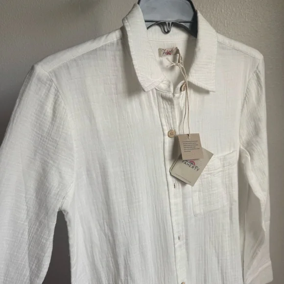 NWT FAHERTY Dream Cotton Gauze Maxi Shirt Dress Sz XS - Picture 7 of 11